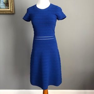 Michael Kors blue ribbed stretch jersey dress, size: XS